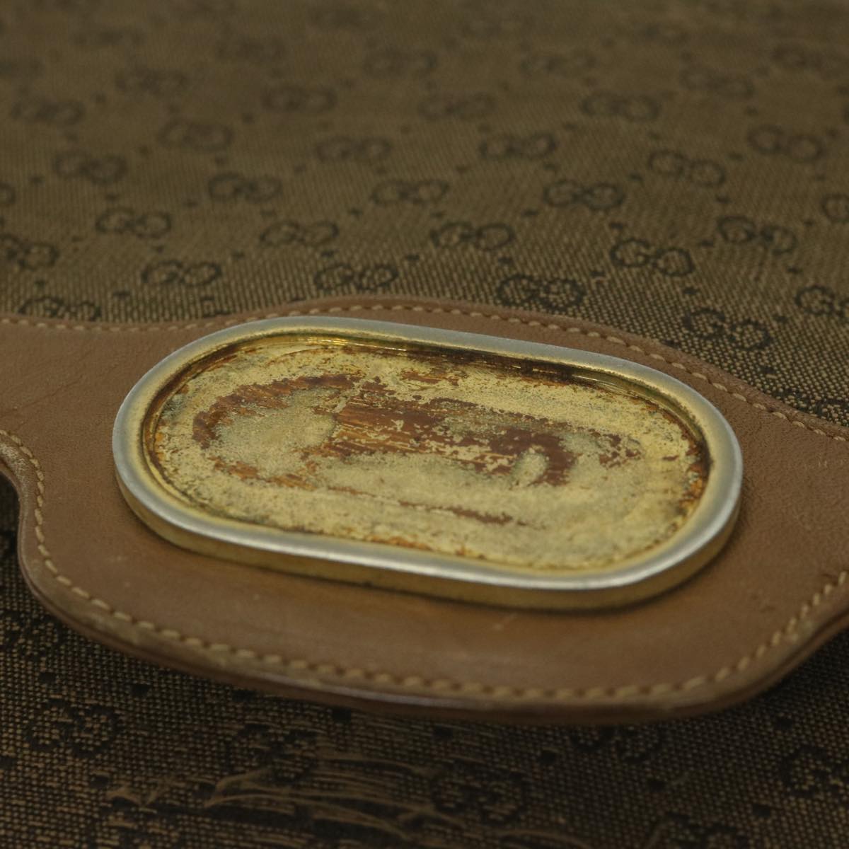 GUCCI Micro GG Canvas Shoulder Bag Beige Brown Auth ar9061