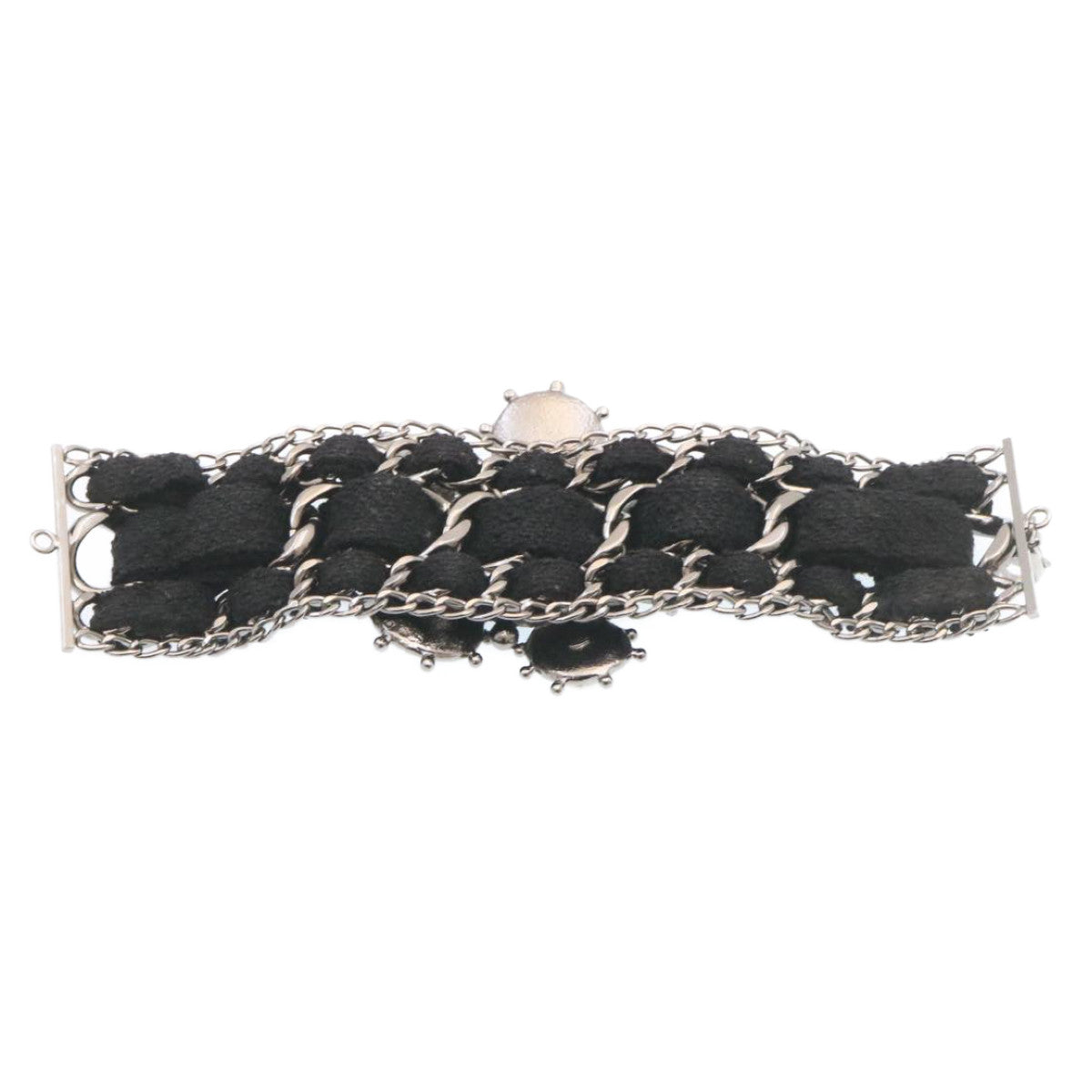 CHANEL Bangle Bracelet Metal Black CC Auth am1441sSA