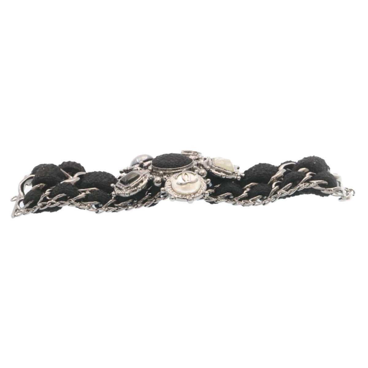CHANEL Bangle Bracelet Metal Black CC Auth am1441sSA