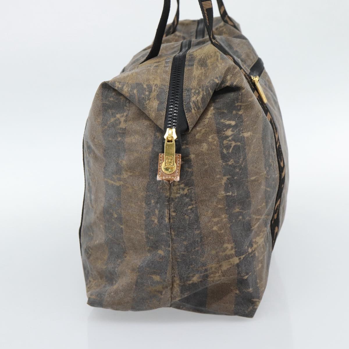 FENDI Pecan Canvas Pouch Shoulder Bag Coated Canvas 2Set Brown Black Auth ti1034