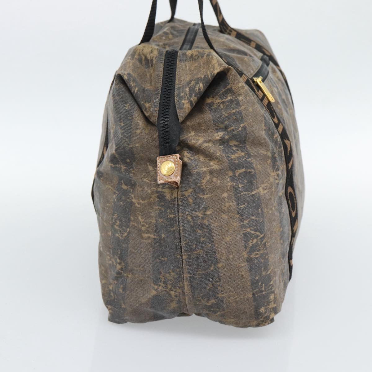 FENDI Pecan Canvas Pouch Shoulder Bag Coated Canvas 2Set Brown Black Auth ti1034