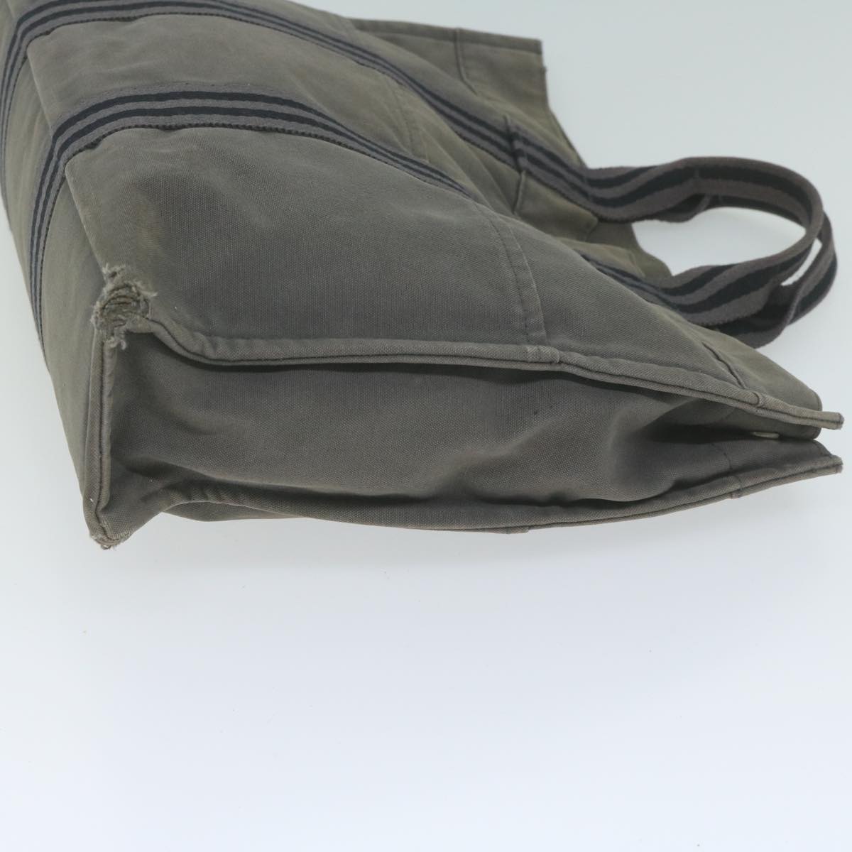 HERMES Fourre Tout MM Tote Bag Canvas Gray Auth ti1504