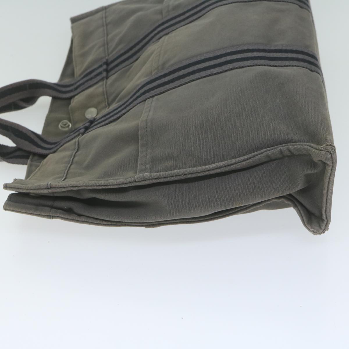 HERMES Fourre Tout MM Tote Bag Canvas Gray Auth ti1504