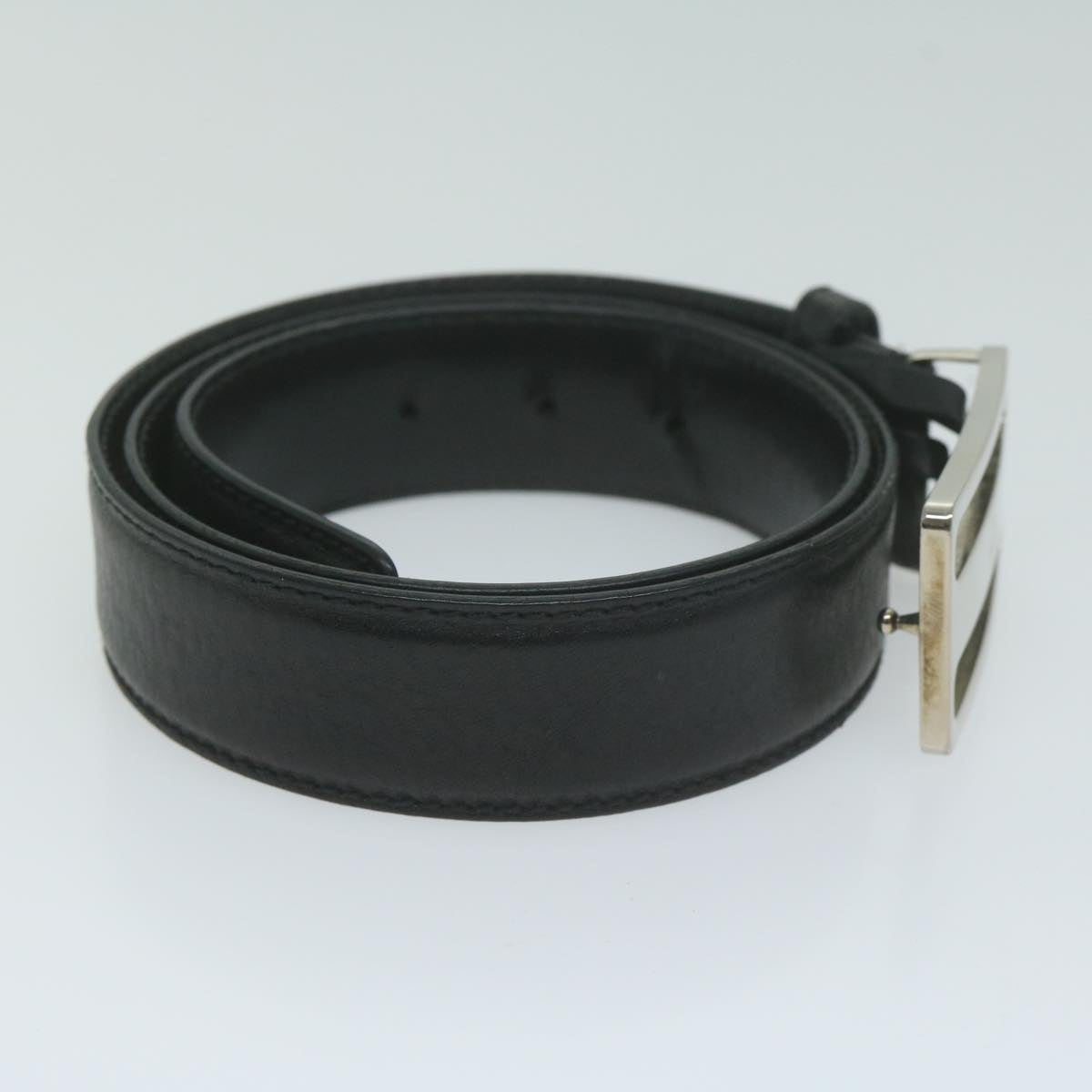GUCCI Belt Leather 33.5""-35.4"" Black Auth ti1522