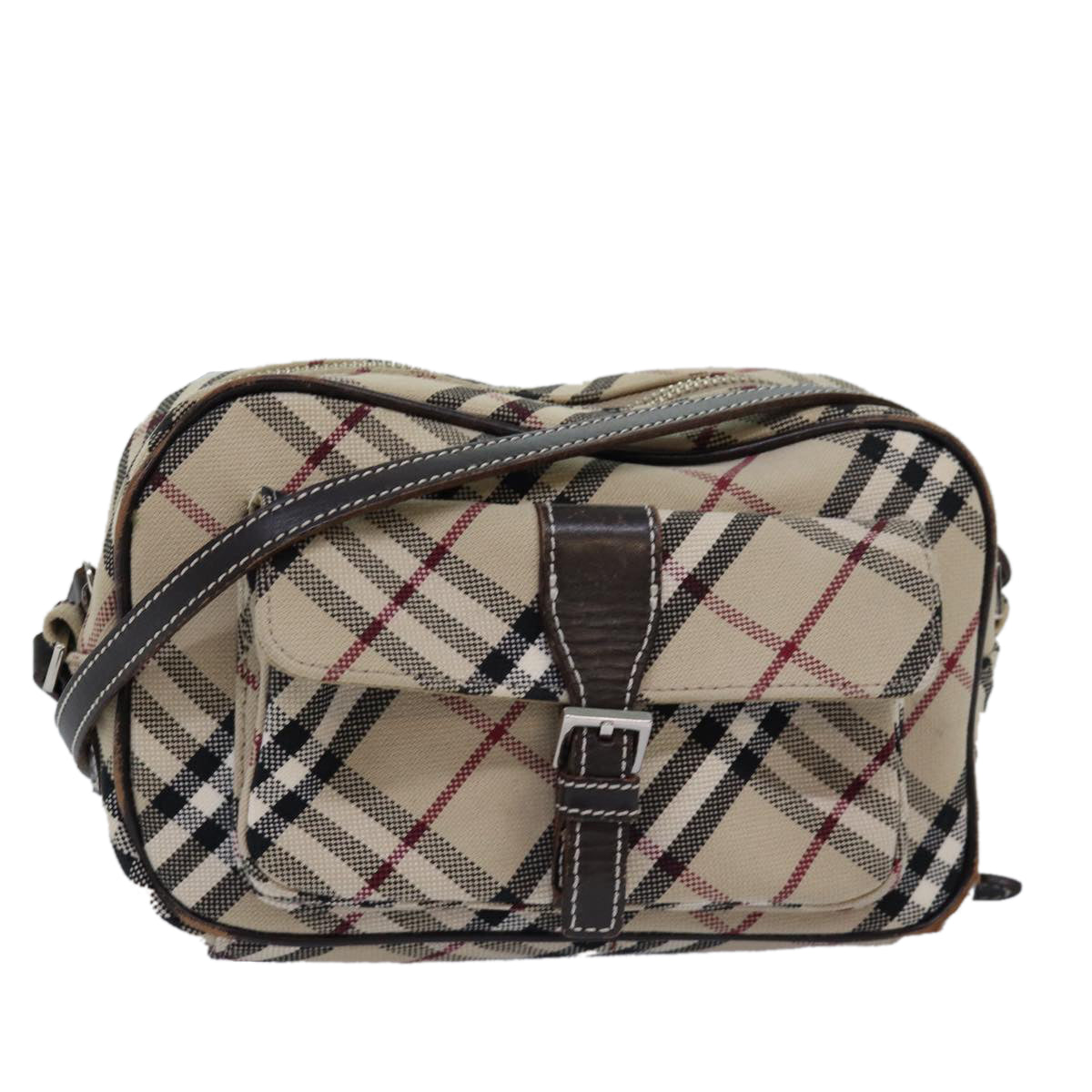 BURBERRY Nova Check Blue Label Shoulder Bag Canvas Beige Brown Auth ti1756