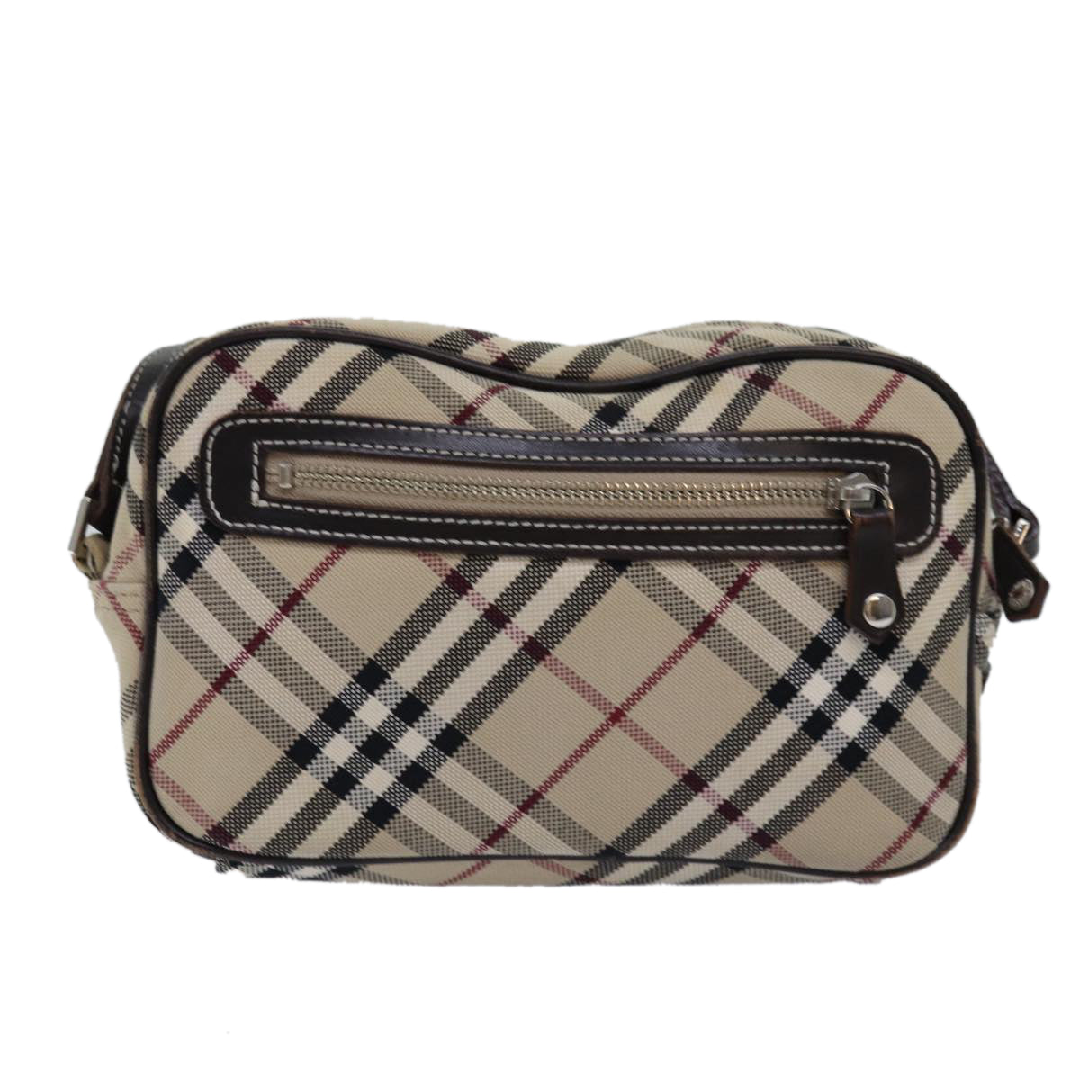 BURBERRY Nova Check Blue Label Shoulder Bag Canvas Beige Brown Auth ti1756