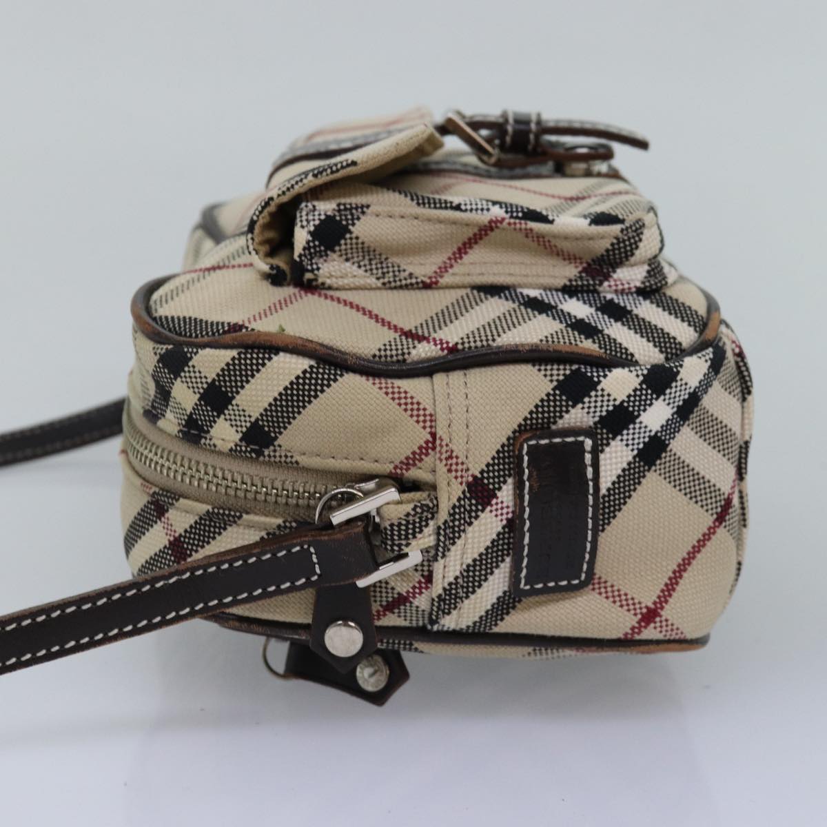 BURBERRY Nova Check Blue Label Shoulder Bag Canvas Beige Brown Auth ti1756