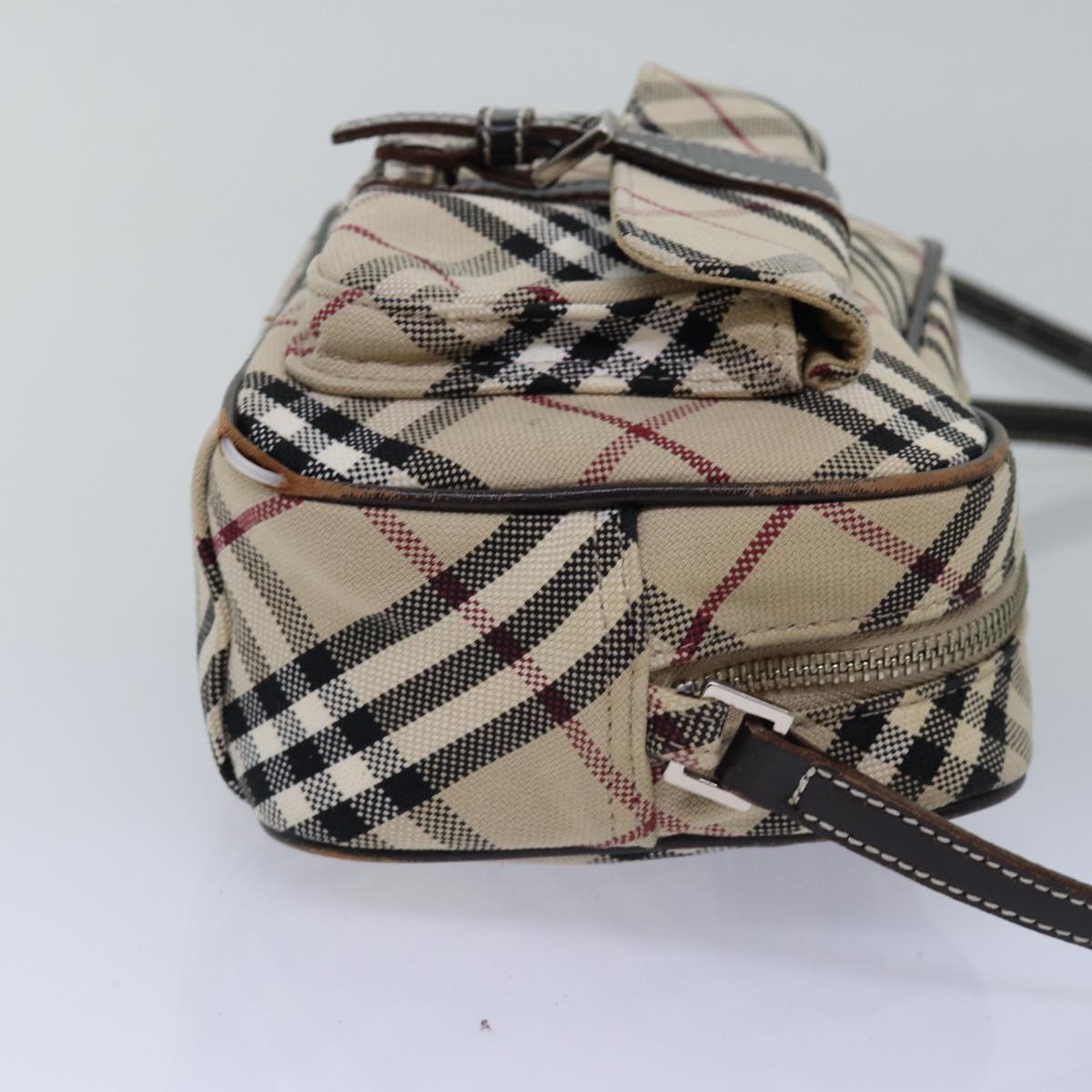 BURBERRY Nova Check Blue Label Shoulder Bag Canvas Beige Brown Auth ti1756