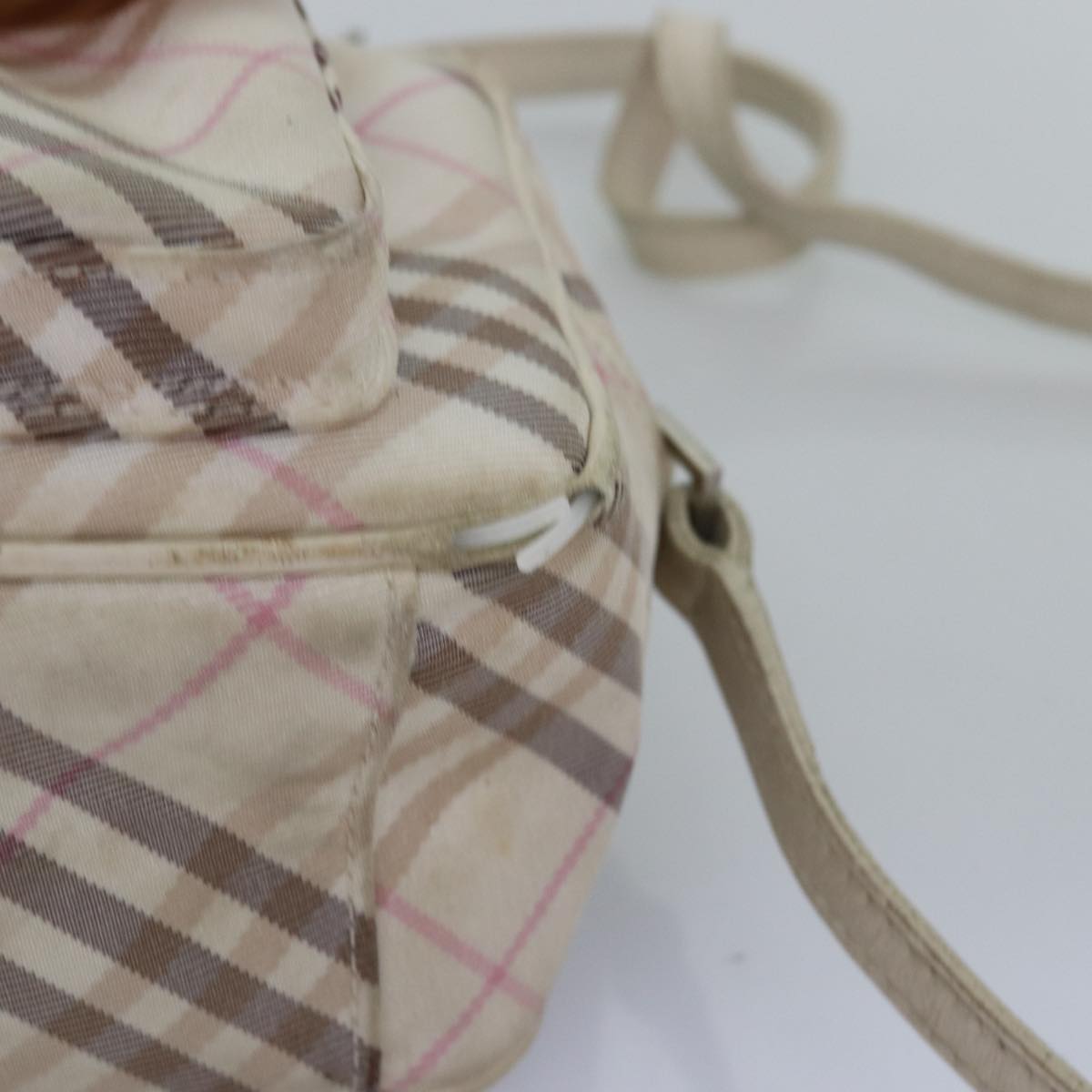BURBERRY Nova Check Blue Label Shoulder Bag Canvas Pink Auth ti1757