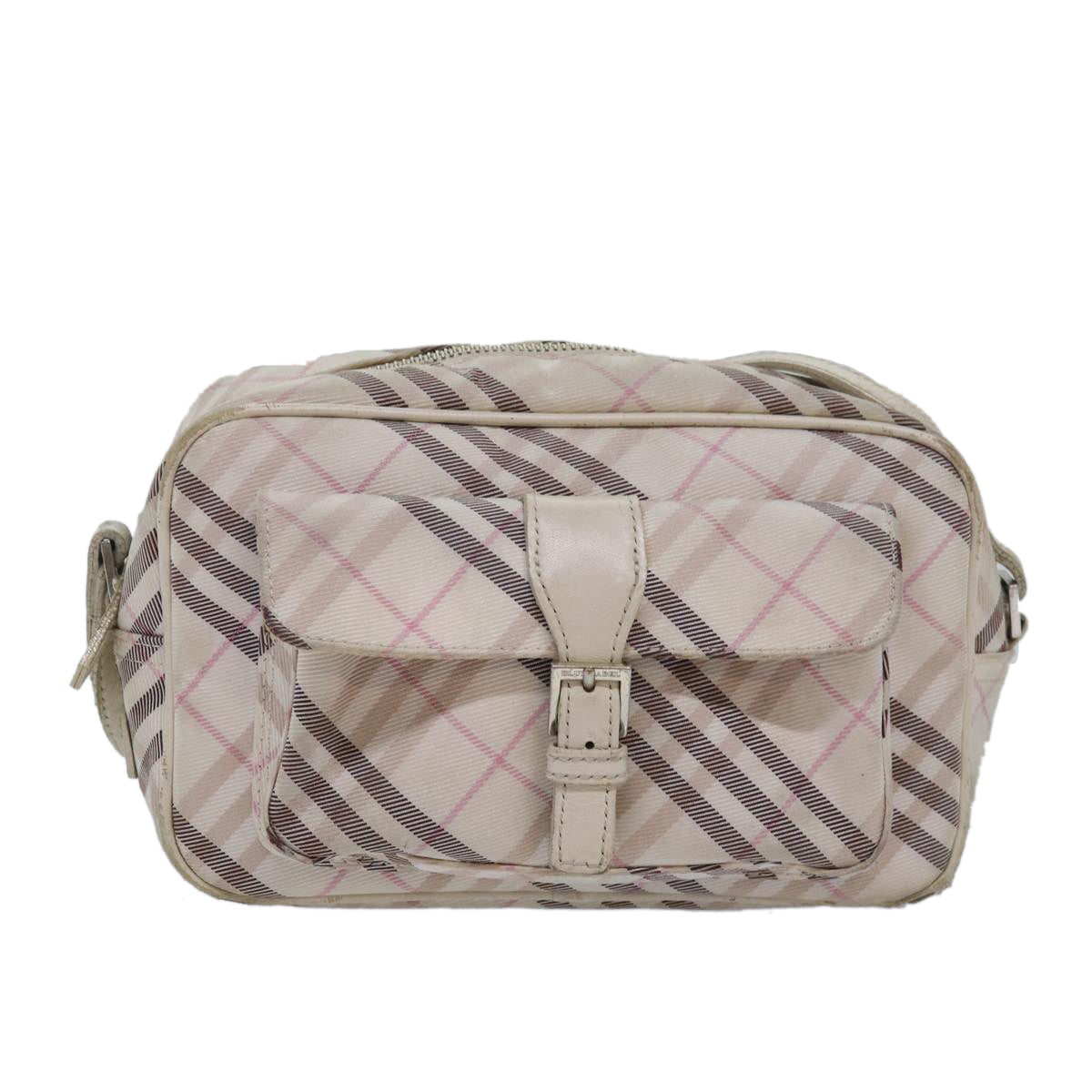 BURBERRY Nova Check Blue Label Shoulder Bag Canvas Pink Auth ti1757