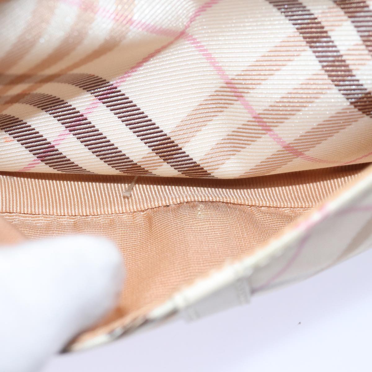 BURBERRY Nova Check Blue Label Shoulder Bag Canvas Pink Auth ti1757