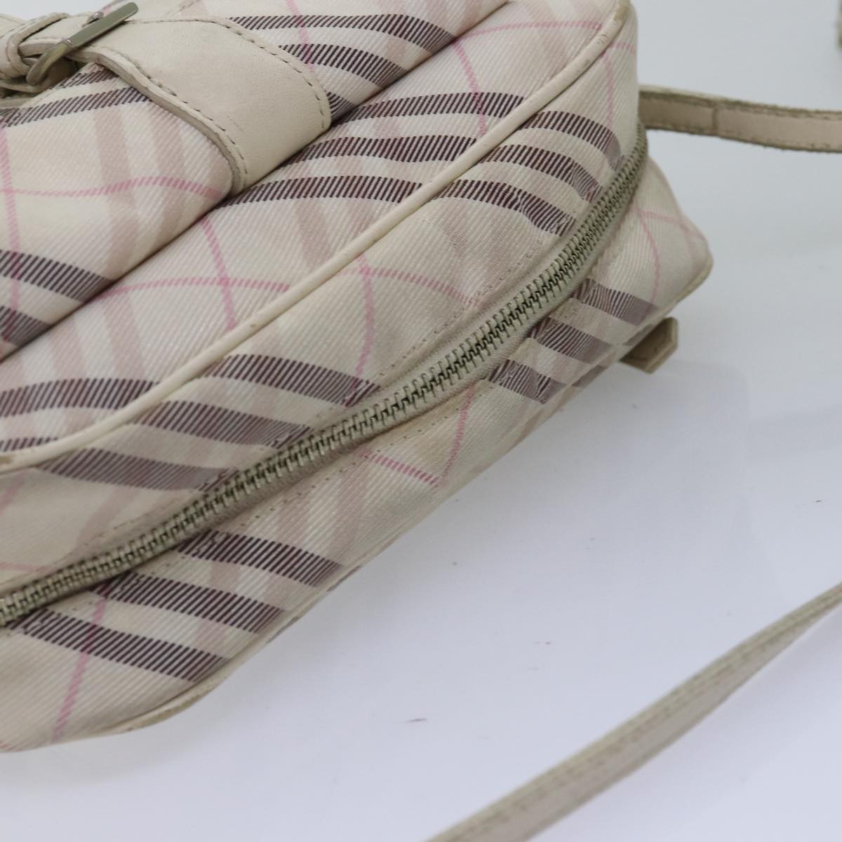 BURBERRY Nova Check Blue Label Shoulder Bag Canvas Pink Auth ti1757