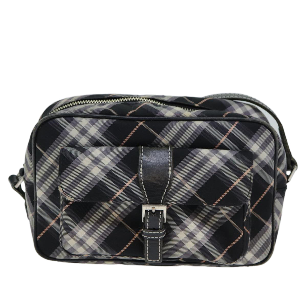 BURBERRY Nova Check Blue Label Shoulder Bag Black Auth ti1758