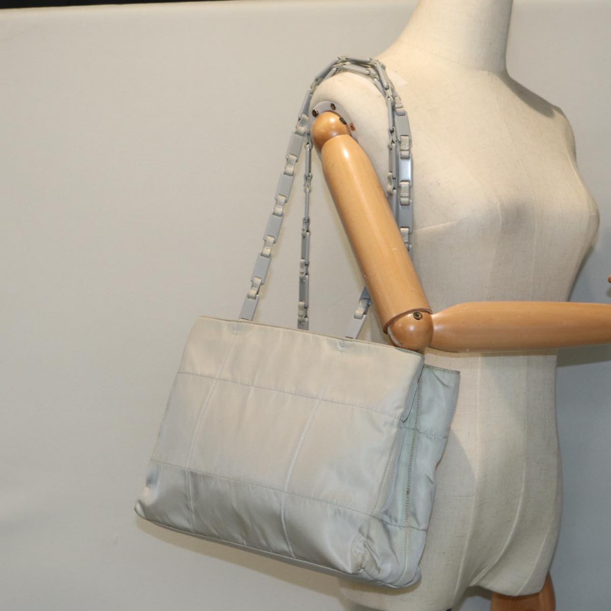 PRADA Shoulder Bag Nylon Gray Auth ti1817