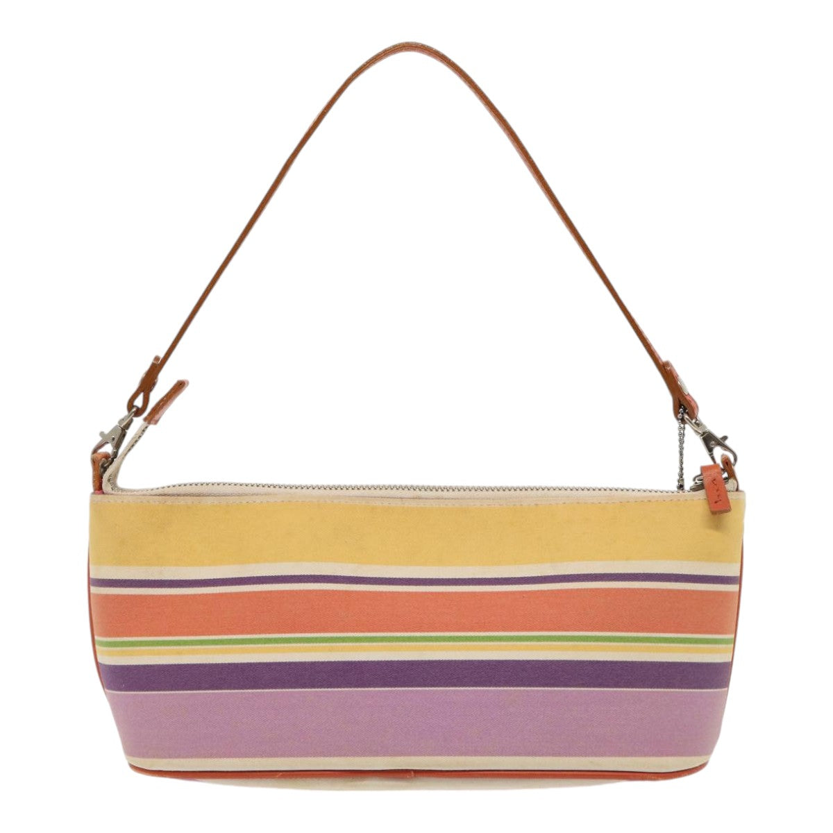 BURBERRY Nova Check Blue Label Hand Bag Canvas Orange Purple Auth ti1989