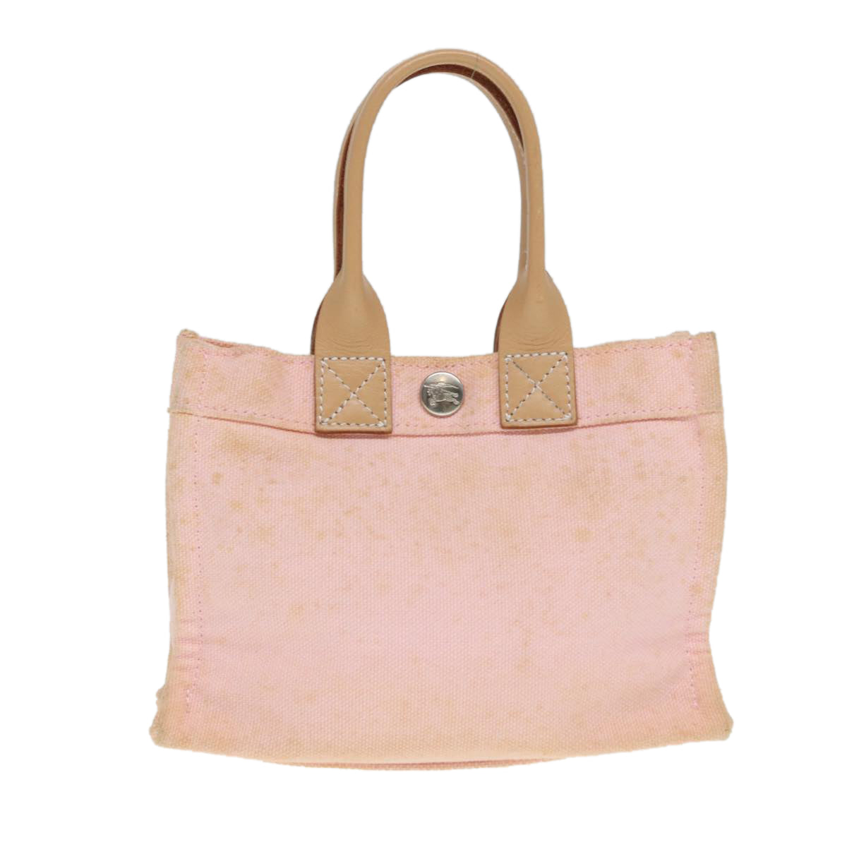 BURBERRY Blue Label Hand Bag Canvas Pink Beige Auth ti1990