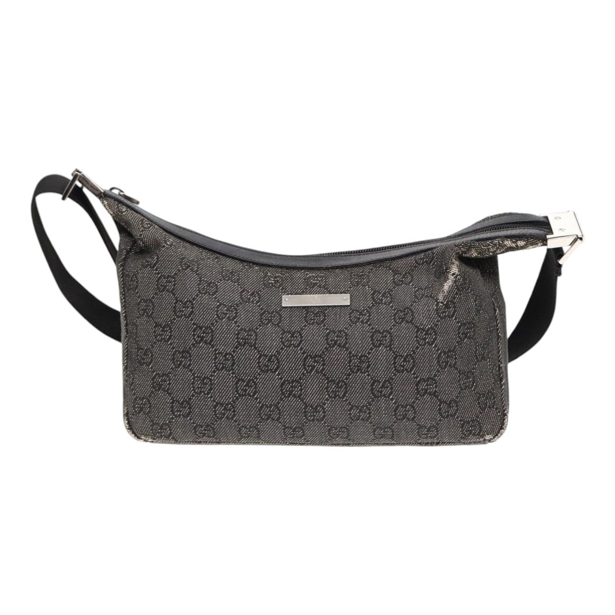 GUCCI GG Canvas Shoulder Bag Gray Silver 35098 Auth ti2032