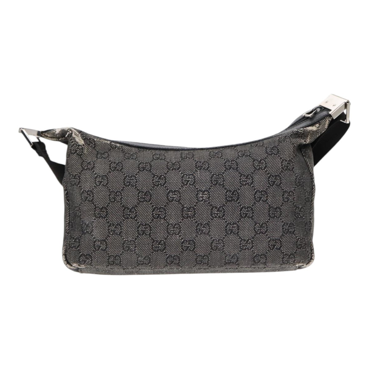 GUCCI GG Canvas Shoulder Bag Gray Silver 35098 Auth ti2032