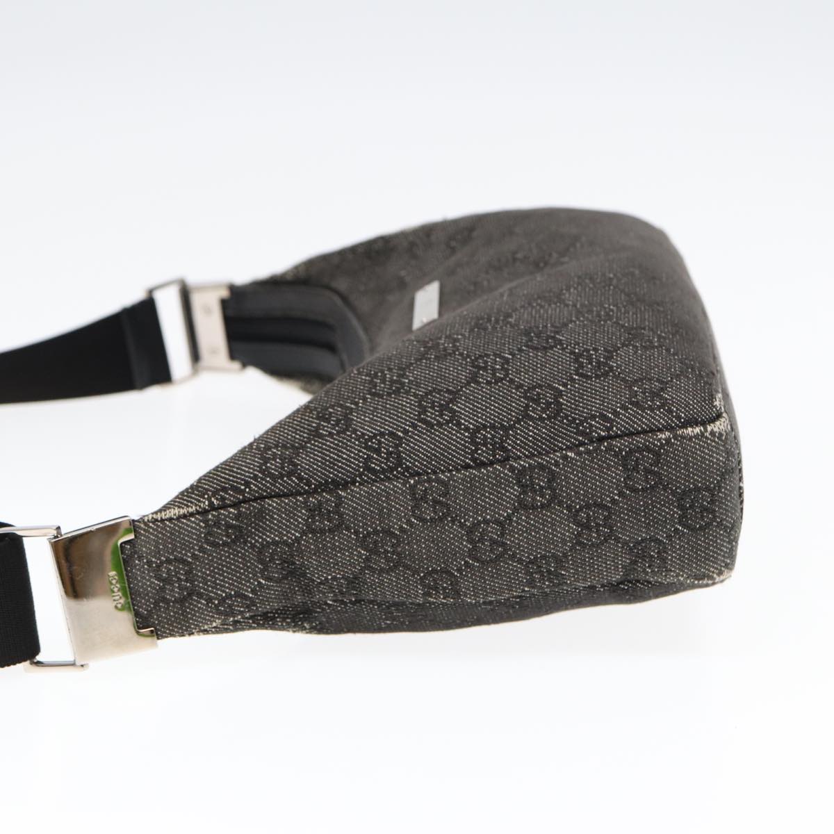 GUCCI GG Canvas Shoulder Bag Gray Silver 35098 Auth ti2032