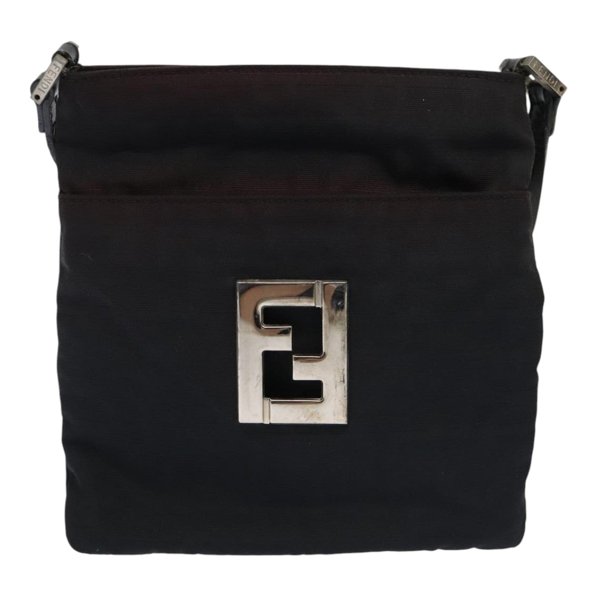 FENDI Zucca Canvas Shoulder Bag Nylon Black Auth ti2102