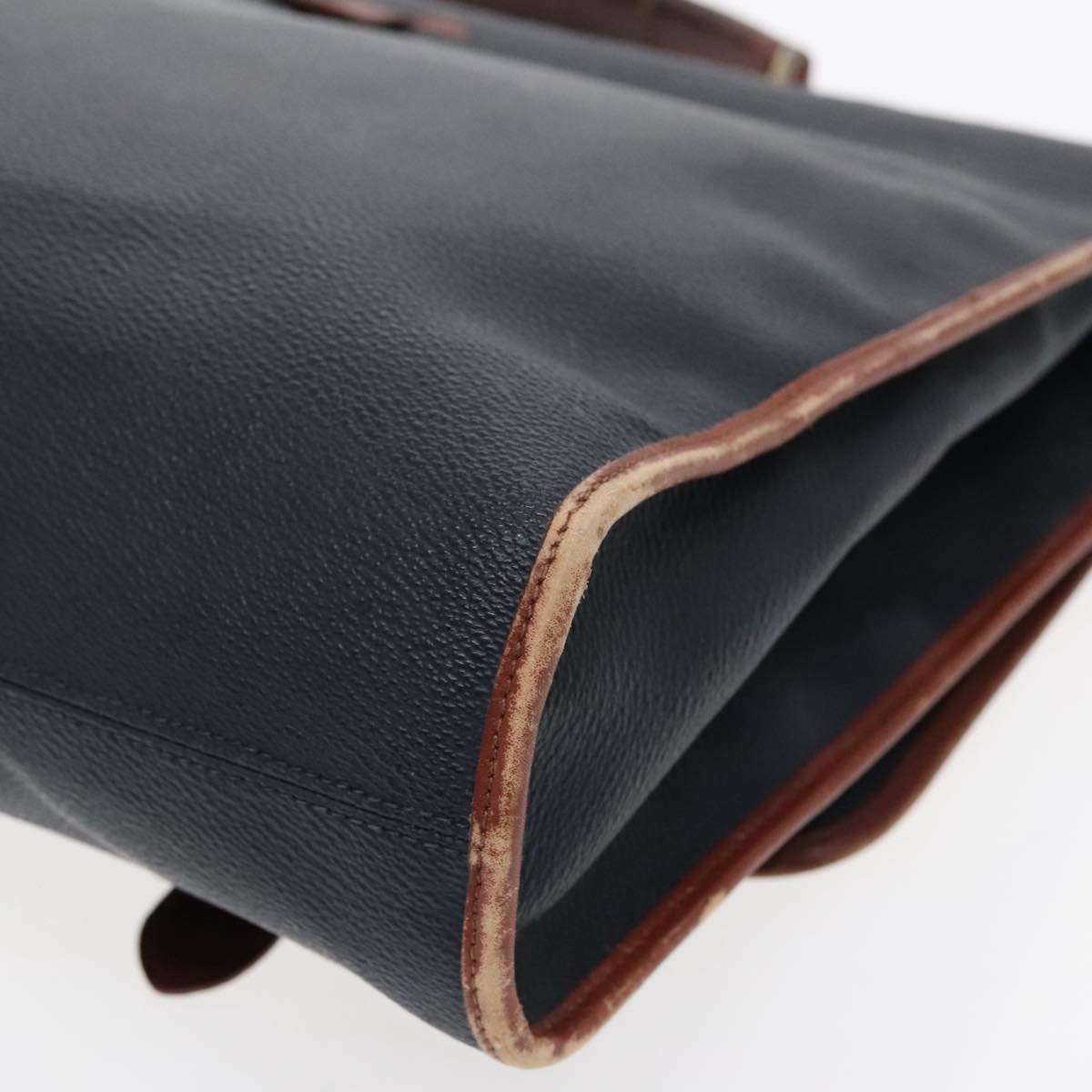 Burberrys Business Bag Leather Navy Brown Auth ti2166