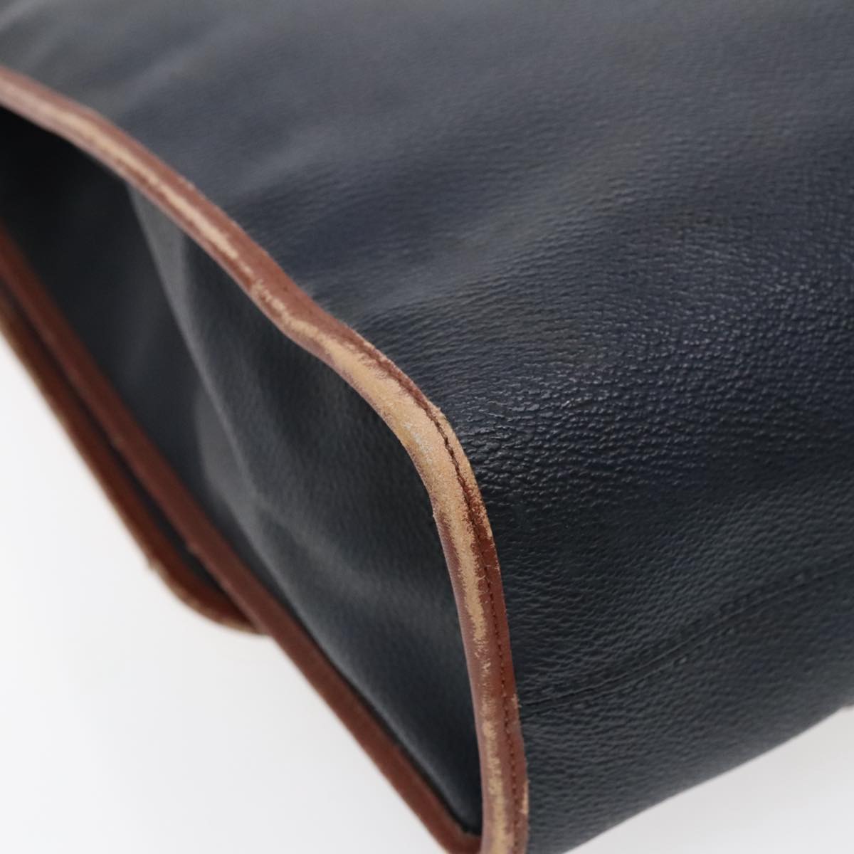 Burberrys Business Bag Leather Navy Brown Auth ti2166