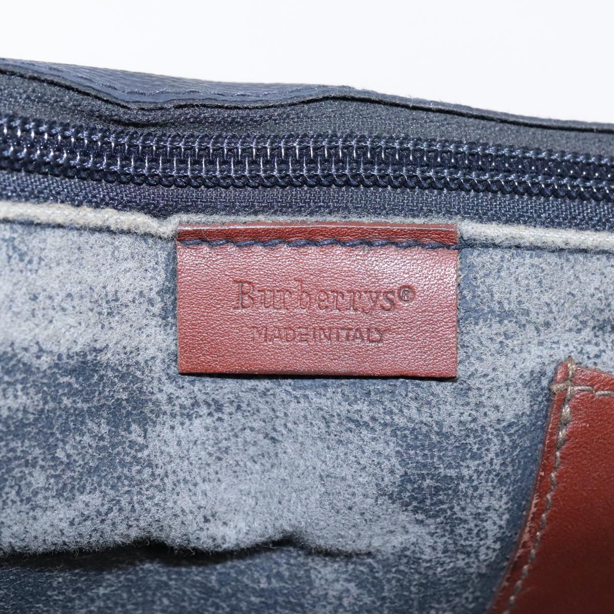 Burberrys Business Bag Leather Navy Brown Auth ti2166