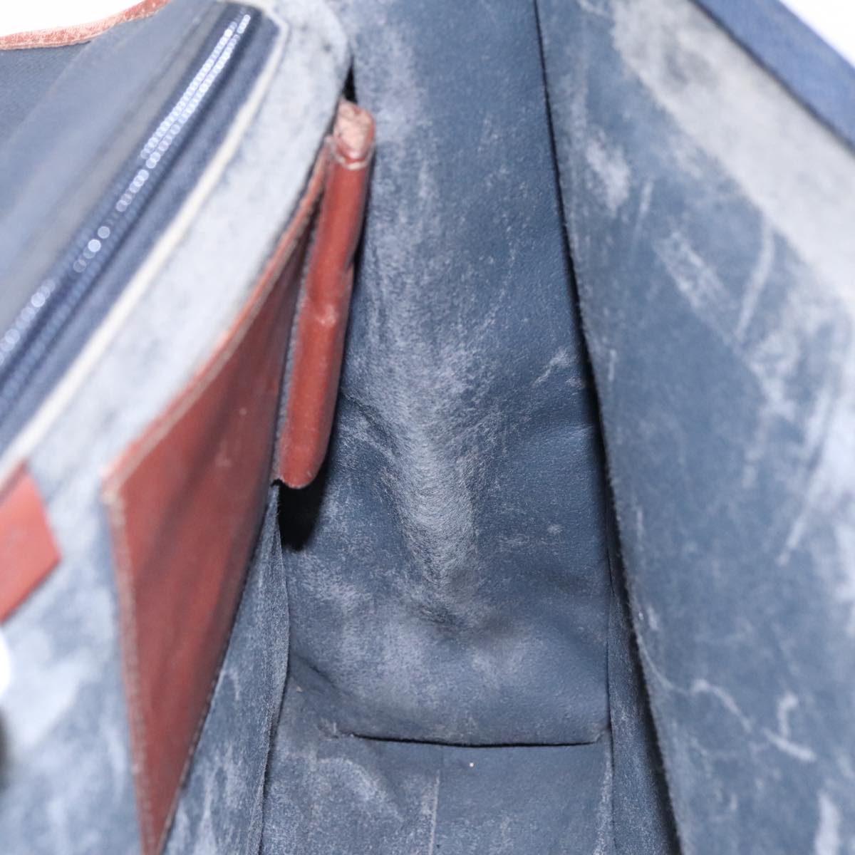 Burberrys Business Bag Leather Navy Brown Auth ti2166