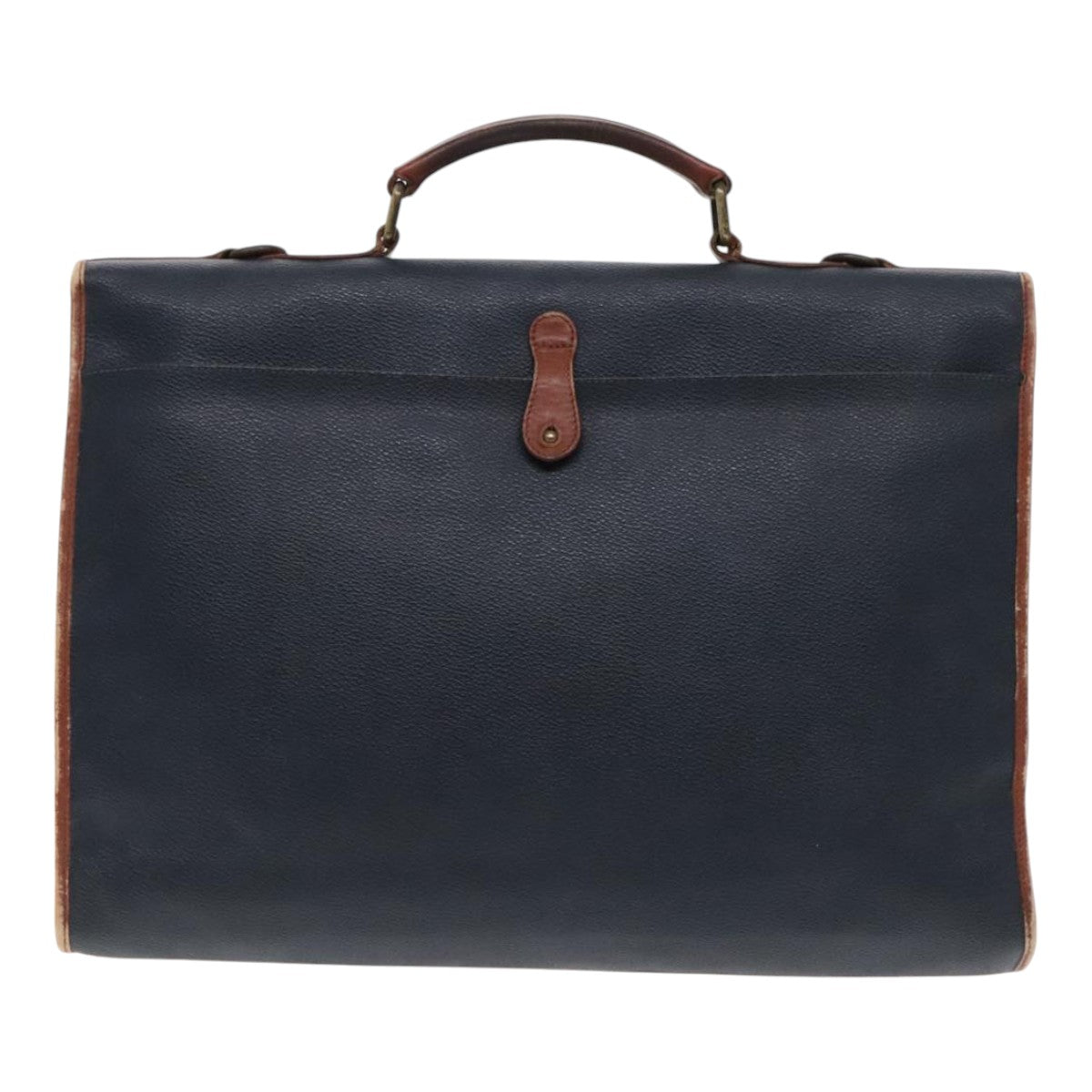 Burberrys Business Bag Leather Navy Brown Auth ti2166