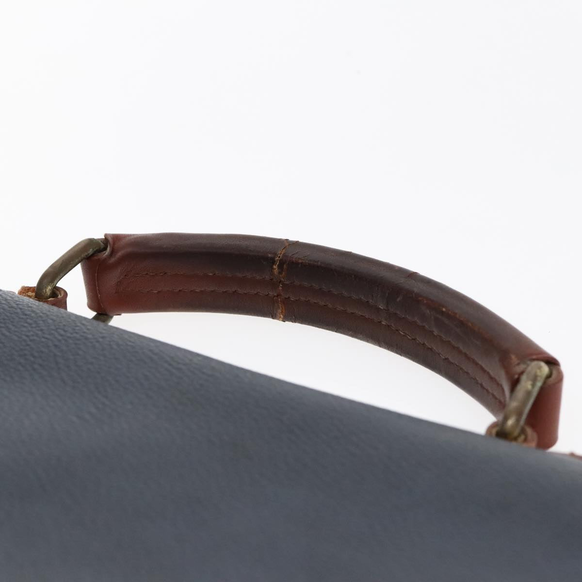 Burberrys Business Bag Leather Navy Brown Auth ti2166