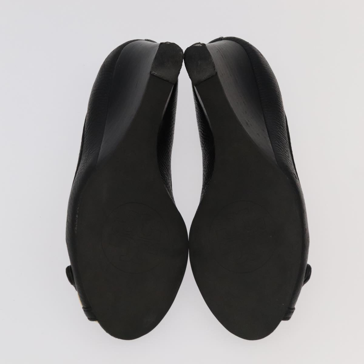 TORY BURCH Pumps Leather 2Set Black Auth ti2175