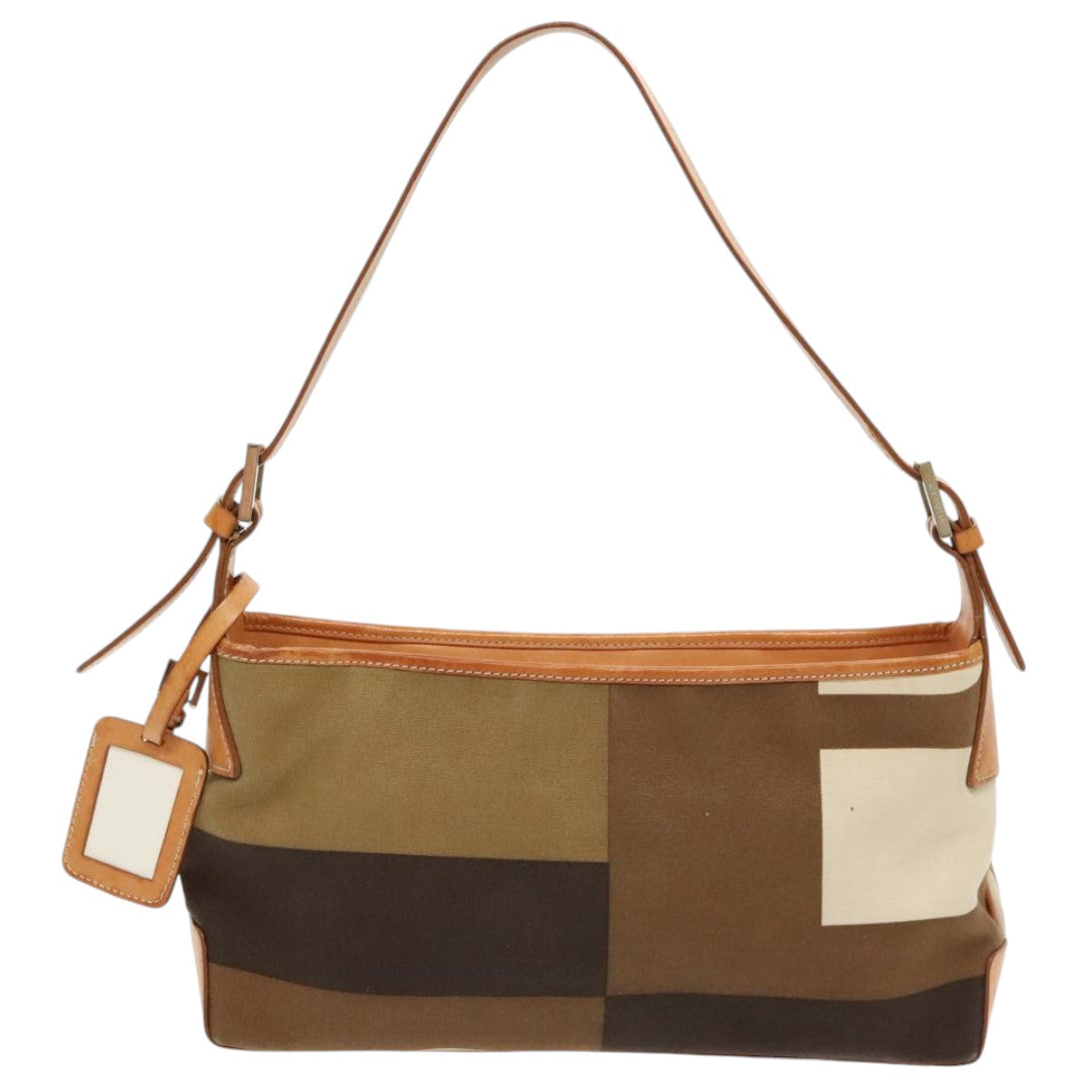 BALLY Shoulder Bag Canvas Leather Khaki Brown Auth ti2192
