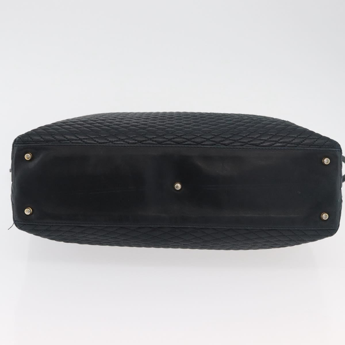 BALLY Quilted Chain Shoulder Bag Leather Navy Auth ti2299