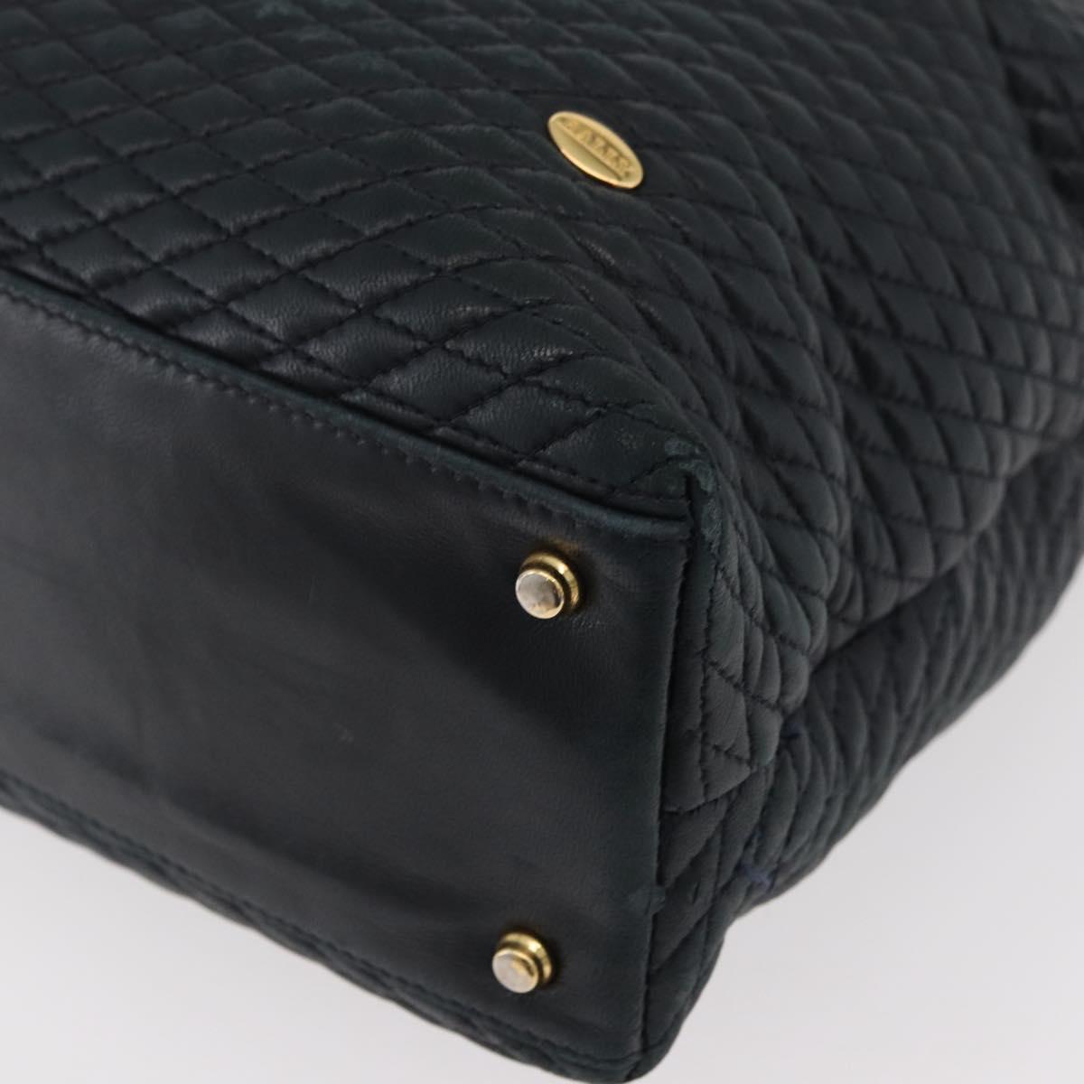 BALLY Quilted Chain Shoulder Bag Leather Navy Auth ti2299