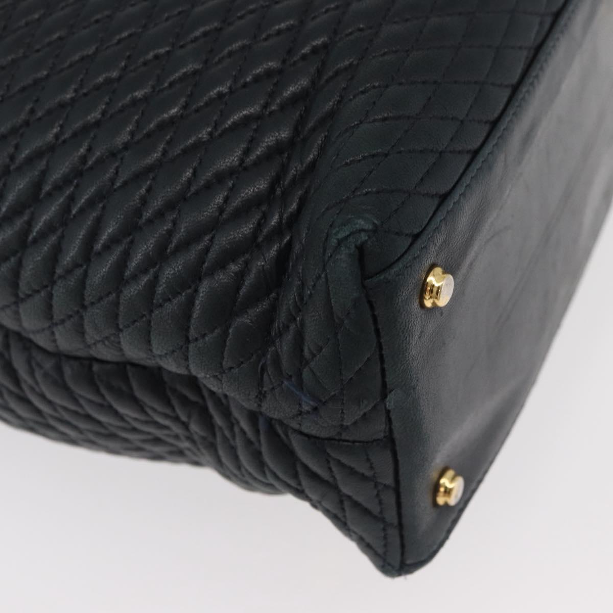 BALLY Quilted Chain Shoulder Bag Leather Navy Auth ti2299