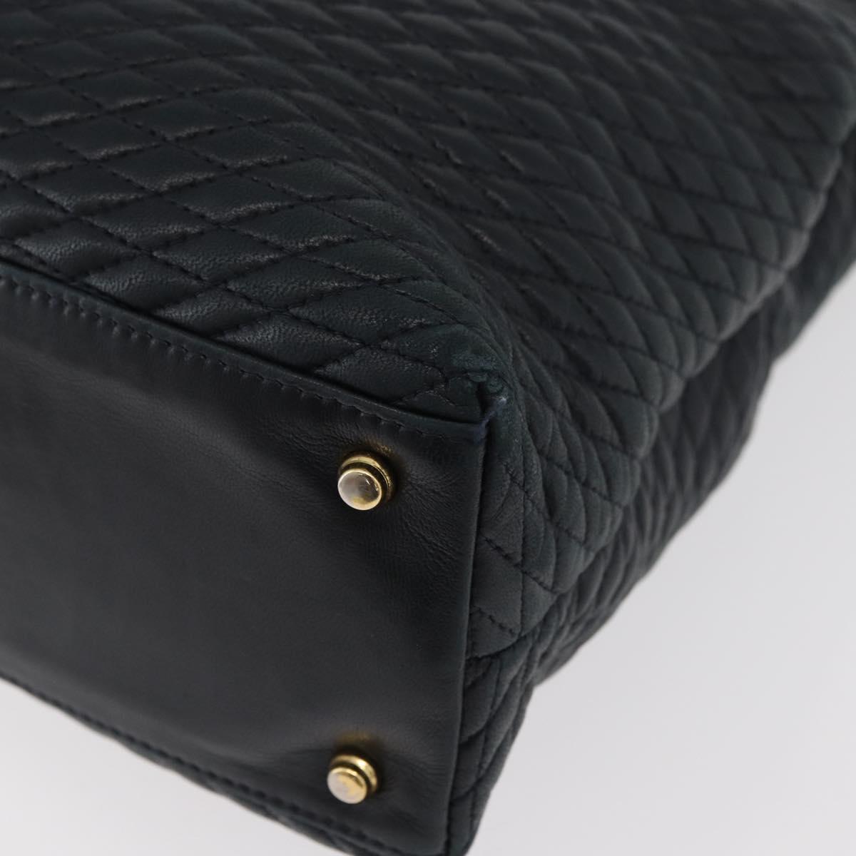 BALLY Quilted Chain Shoulder Bag Leather Navy Auth ti2299