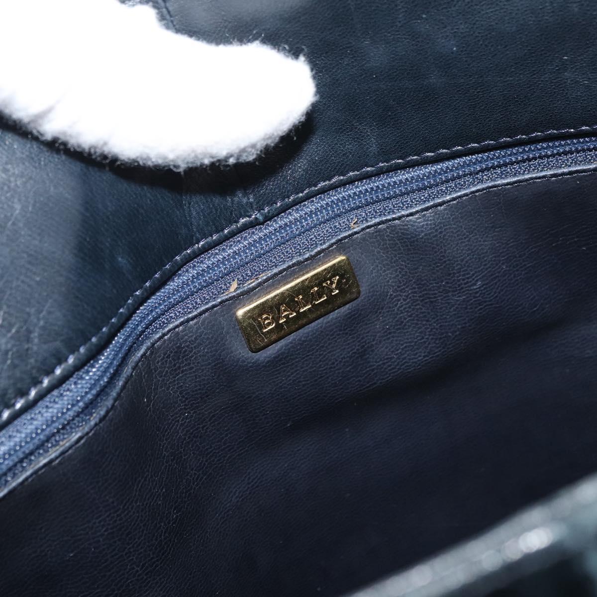 BALLY Quilted Chain Shoulder Bag Leather Navy Auth ti2299