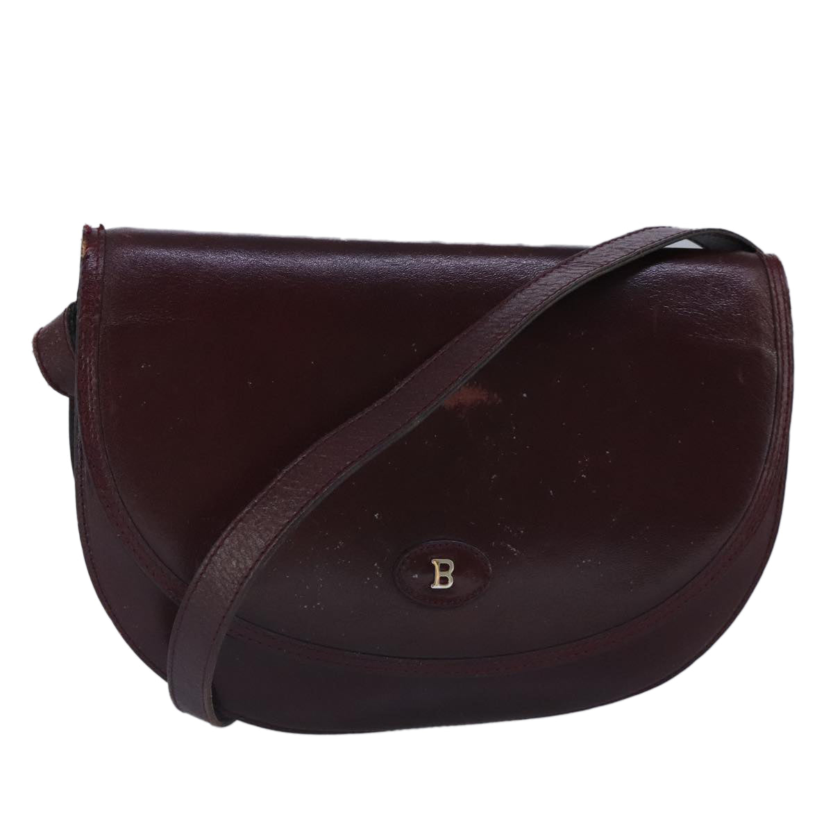 BALLY Shoulder Bag Leather Wine Red Auth ti2361