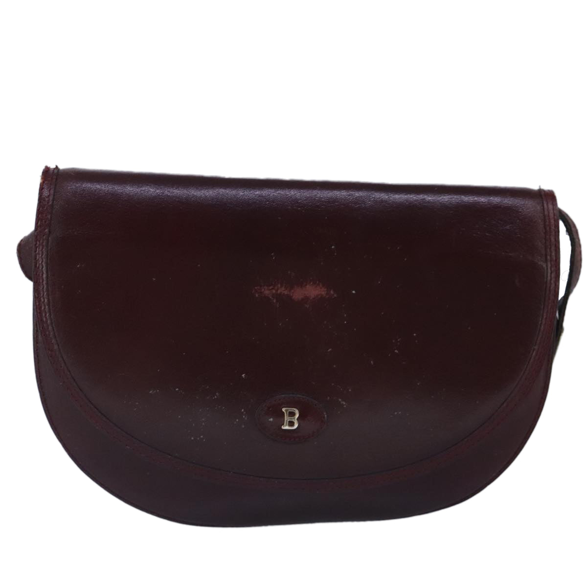 BALLY Shoulder Bag Leather Wine Red Auth ti2361