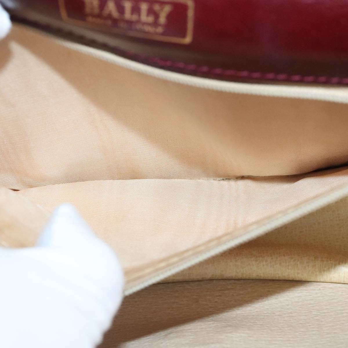 BALLY Shoulder Bag Leather Wine Red Auth ti2361