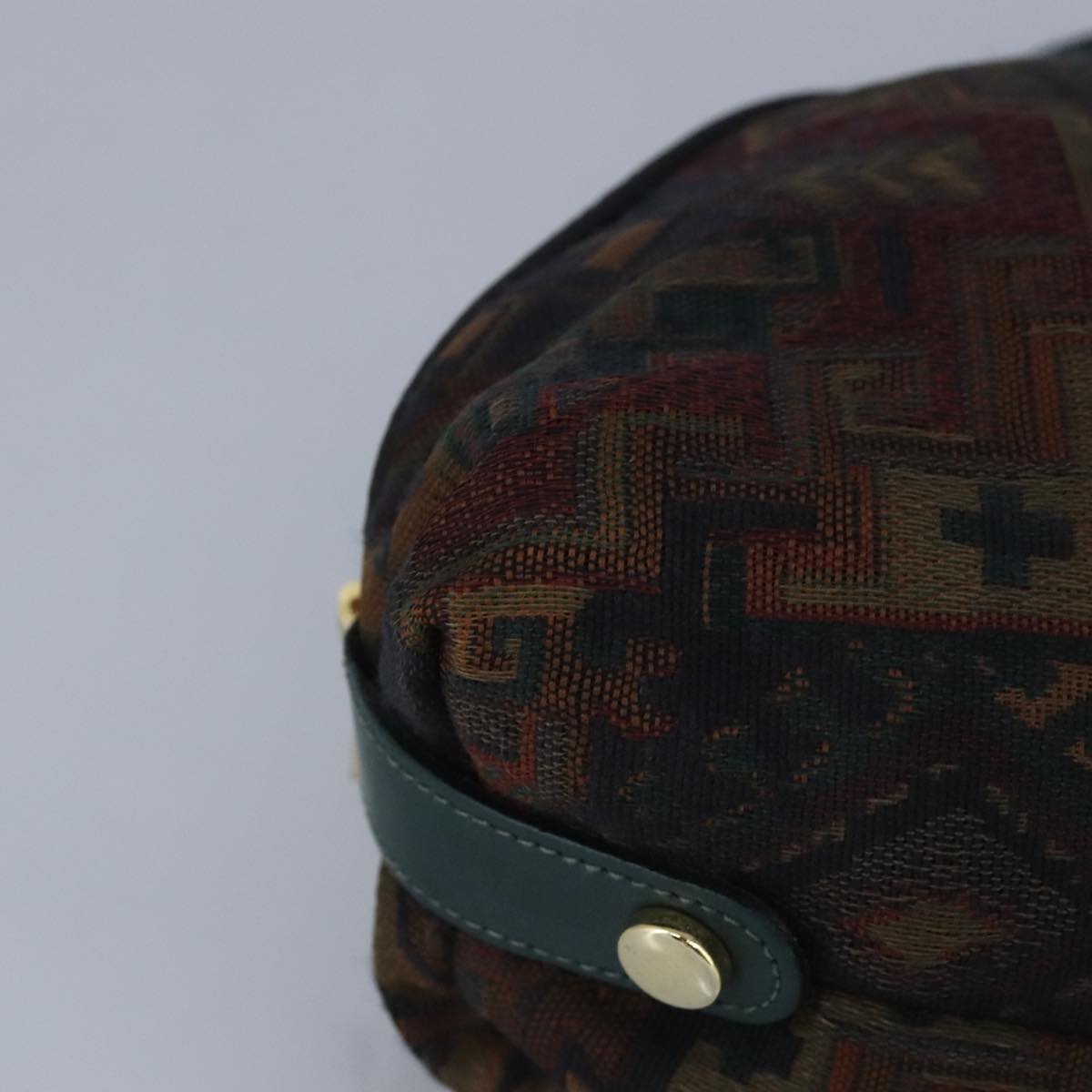 BALLY Hand Bag Canvas Green Brown Auth ti2363