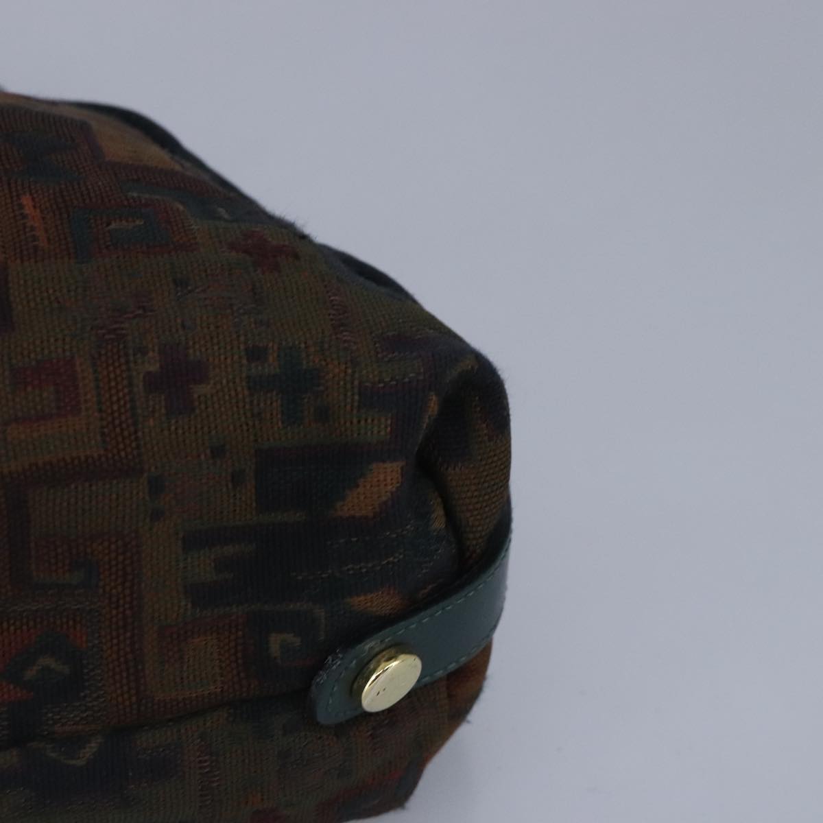 BALLY Hand Bag Canvas Green Brown Auth ti2363