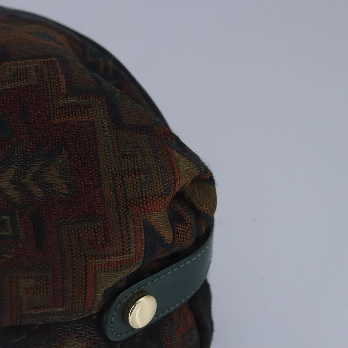 BALLY Hand Bag Canvas Green Brown Auth ti2363