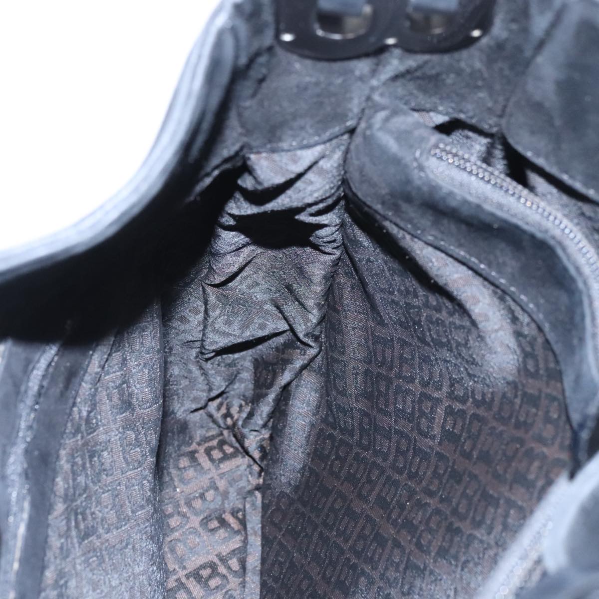 BALLY Shoulder Bag Suede Leather Black Silver Auth ti2365