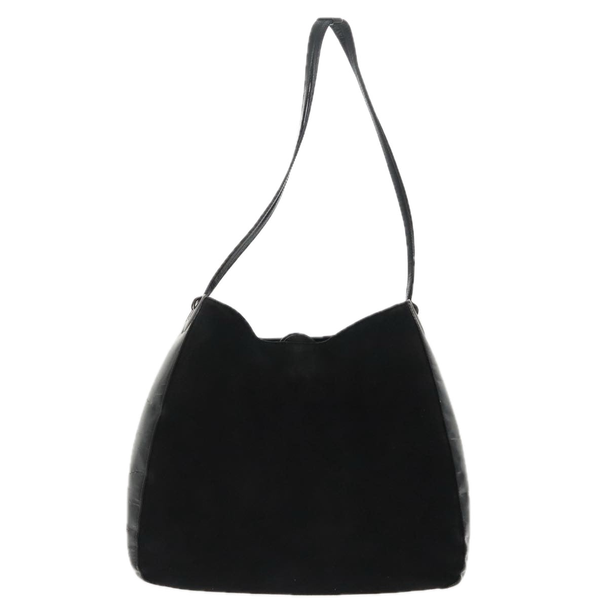 BALLY Shoulder Bag Suede Leather Black Silver Auth ti2365