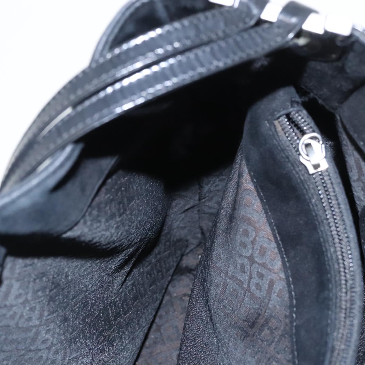 BALLY Shoulder Bag Suede Leather Black Silver Auth ti2365