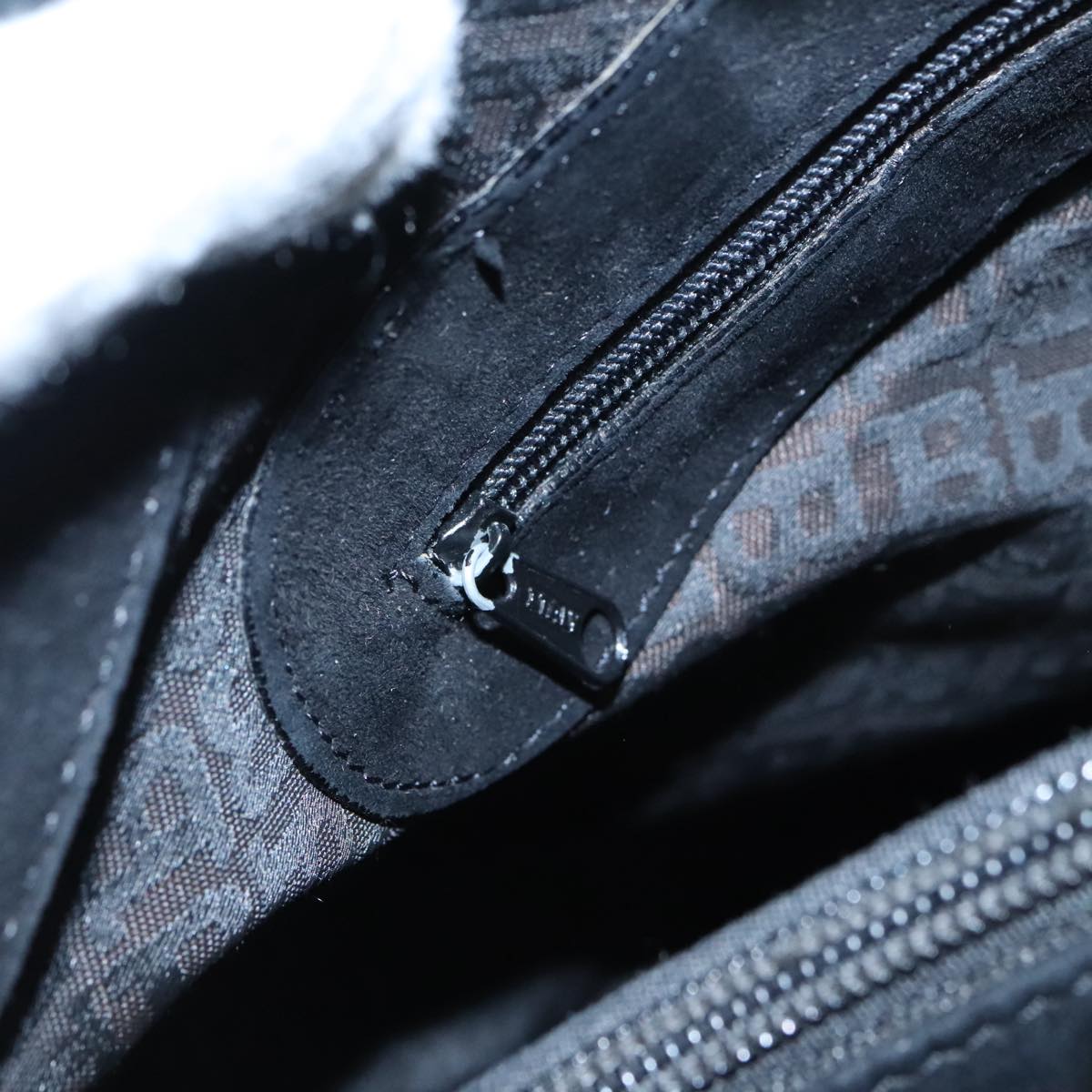 BALLY Shoulder Bag Suede Leather Black Silver Auth ti2365