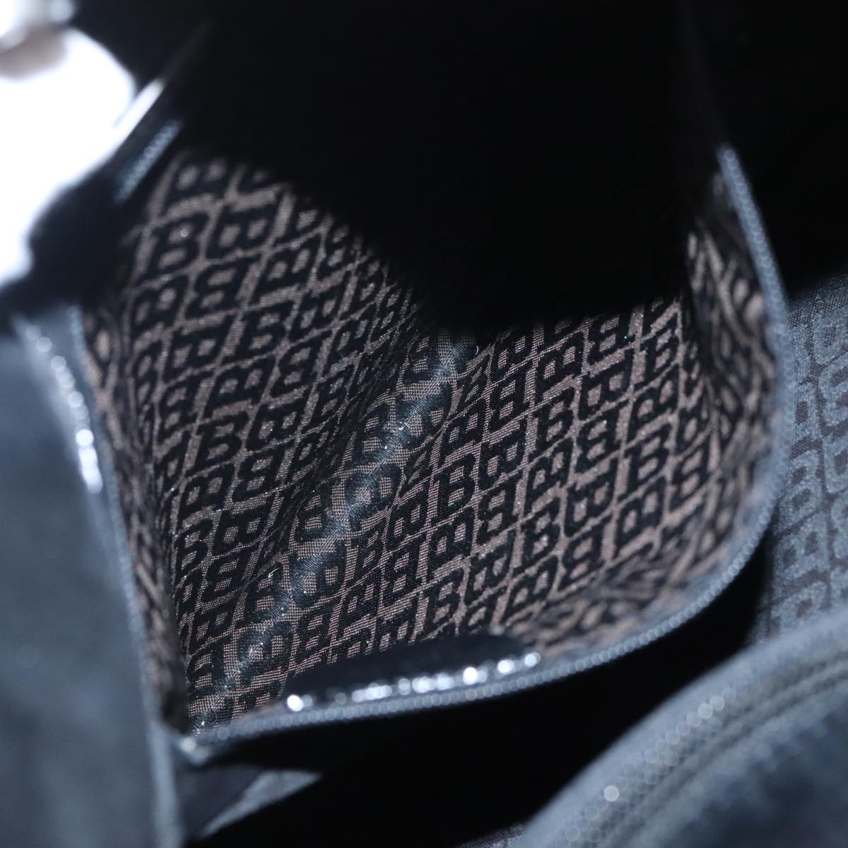 BALLY Shoulder Bag Suede Leather Black Silver Auth ti2365