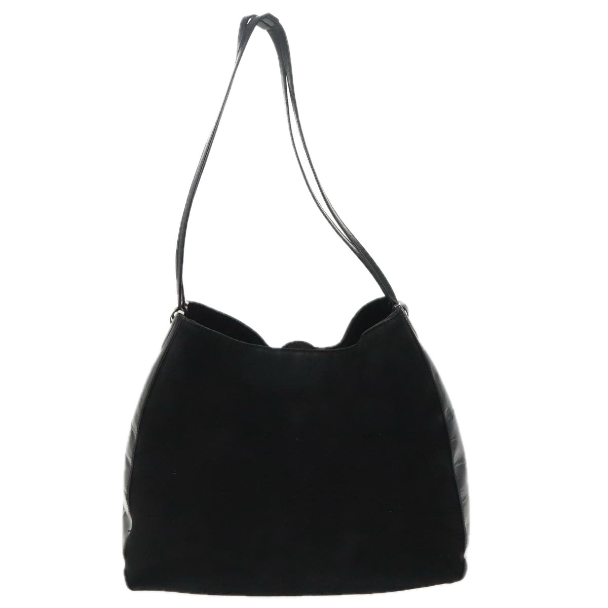 BALLY Shoulder Bag Suede Leather Black Silver Auth ti2365