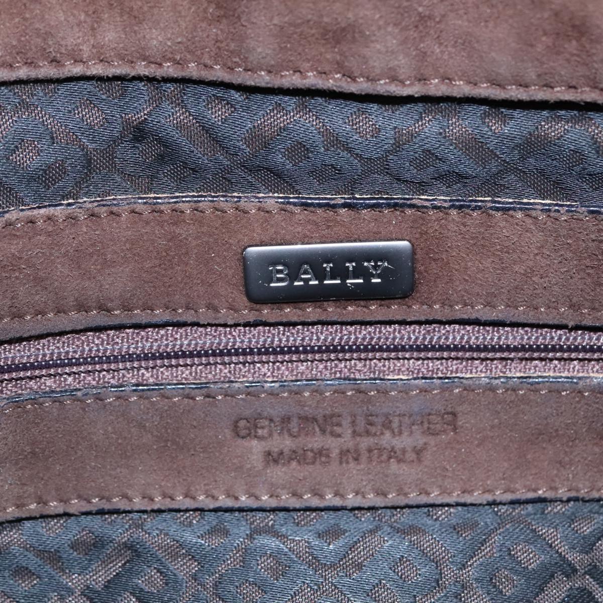 BALLY Shoulder Bag Suede Leather Brown Black Auth ti2366